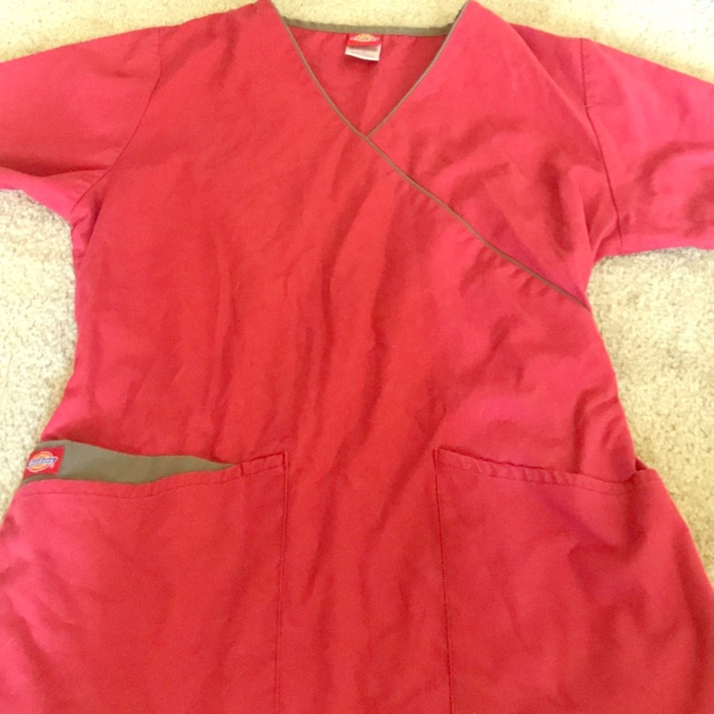 Dickies Srcubs Top Shirt Maroon Red adjustable XS